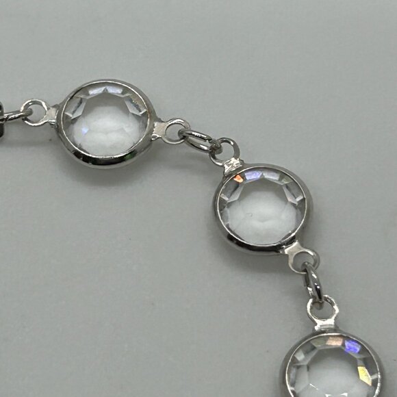 Swarovski Crystal Bezel Bracelet, Clear Silver-Tone Spring Ring Clasp Vintage - Picture 9 of 16